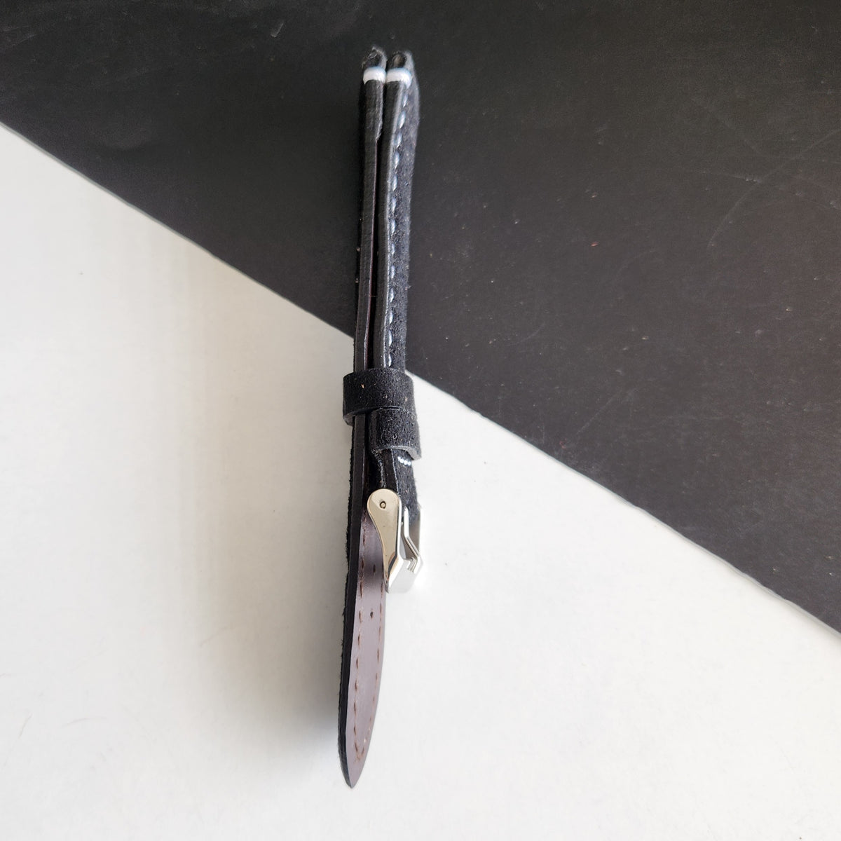 18MM Black Suede Leather Strap for Automatic Mechanical Watches H25
