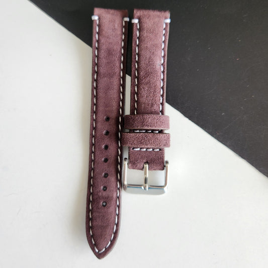 18MM Brown Suede Leather Strap for Automatic Mechanical Watches H26