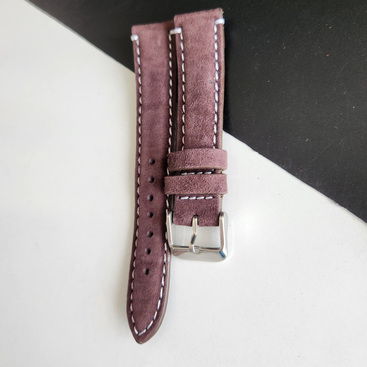 18MM Brown Suede Leather Strap for Automatic Mechanical Watches H26