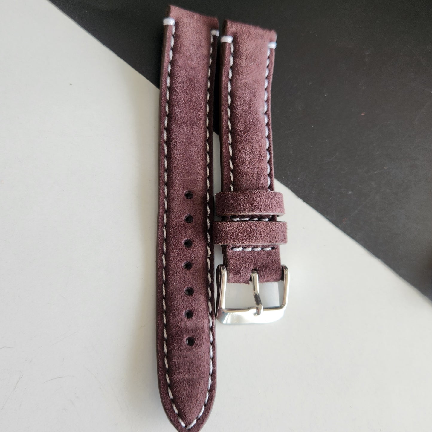18MM Brown Suede Leather Strap for Automatic Mechanical Watches H26