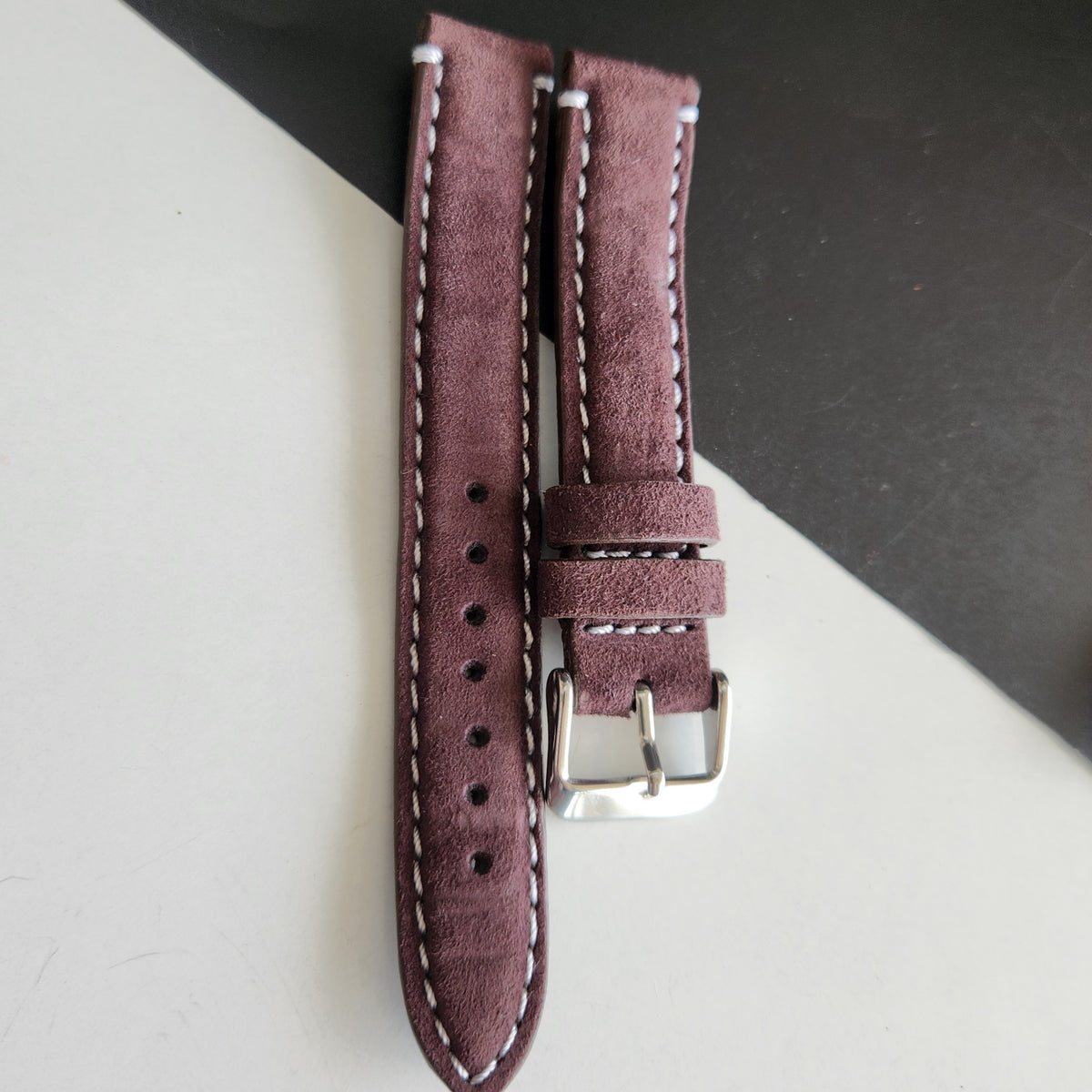 18MM Brown Suede Leather Strap for Automatic Mechanical Watches H26