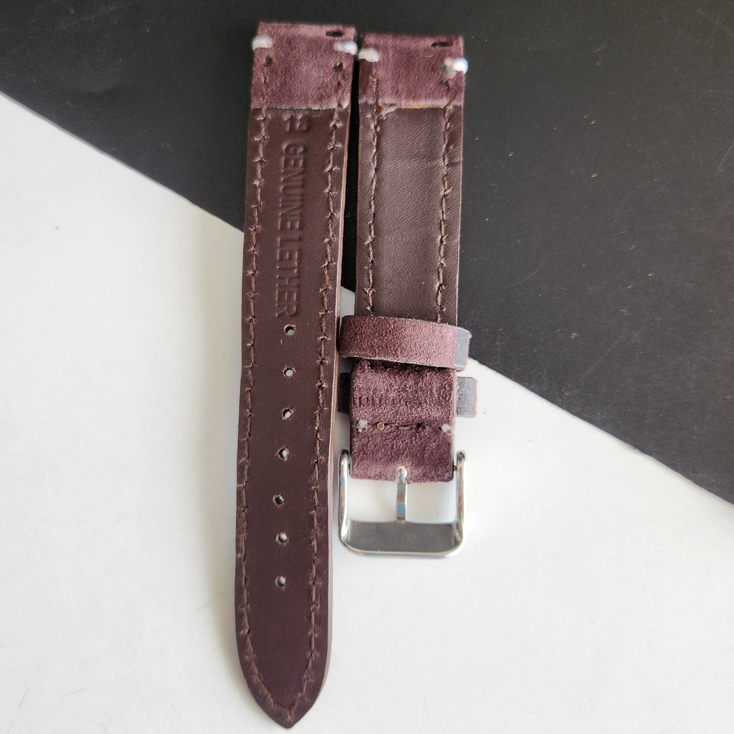 18MM Brown Suede Leather Strap for Automatic Mechanical Watches H26
