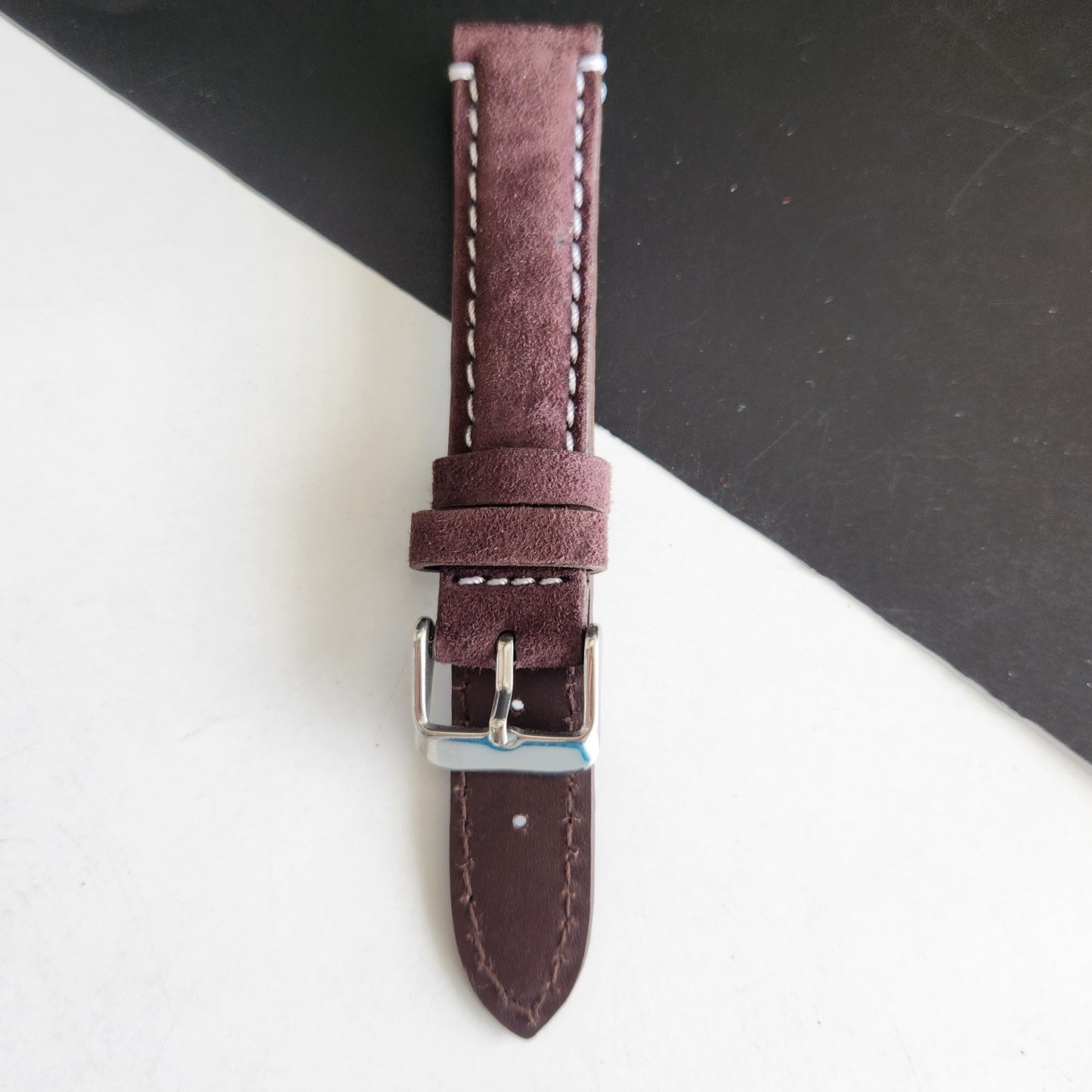 18MM Brown Suede Leather Strap for Automatic Mechanical Watches H26