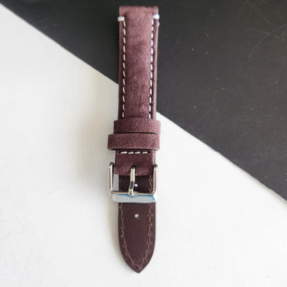 18MM Brown Suede Leather Strap for Automatic Mechanical Watches H26