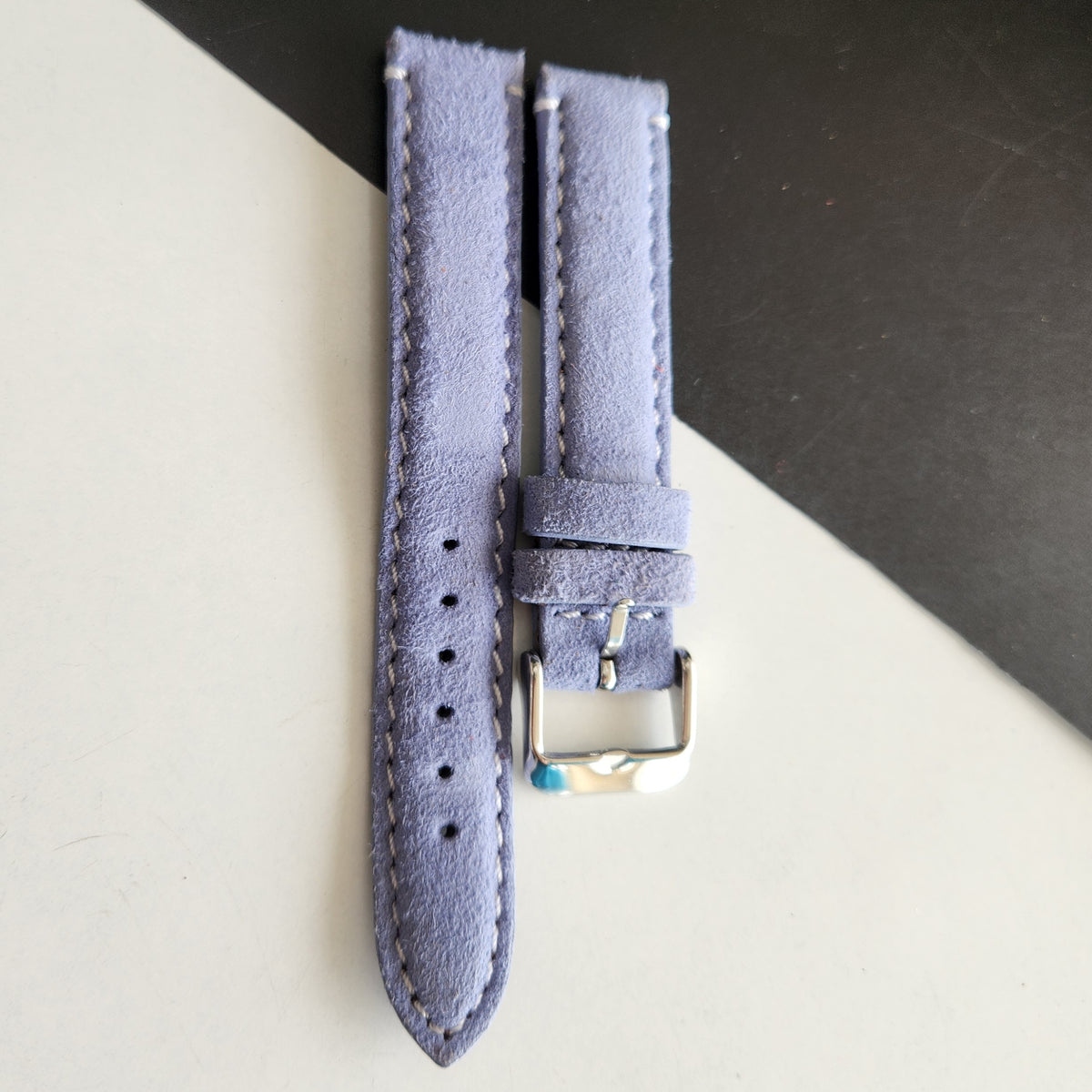 18MM Sky Blue Suede Leather Strap for Automatic Mechanical Watches H27
