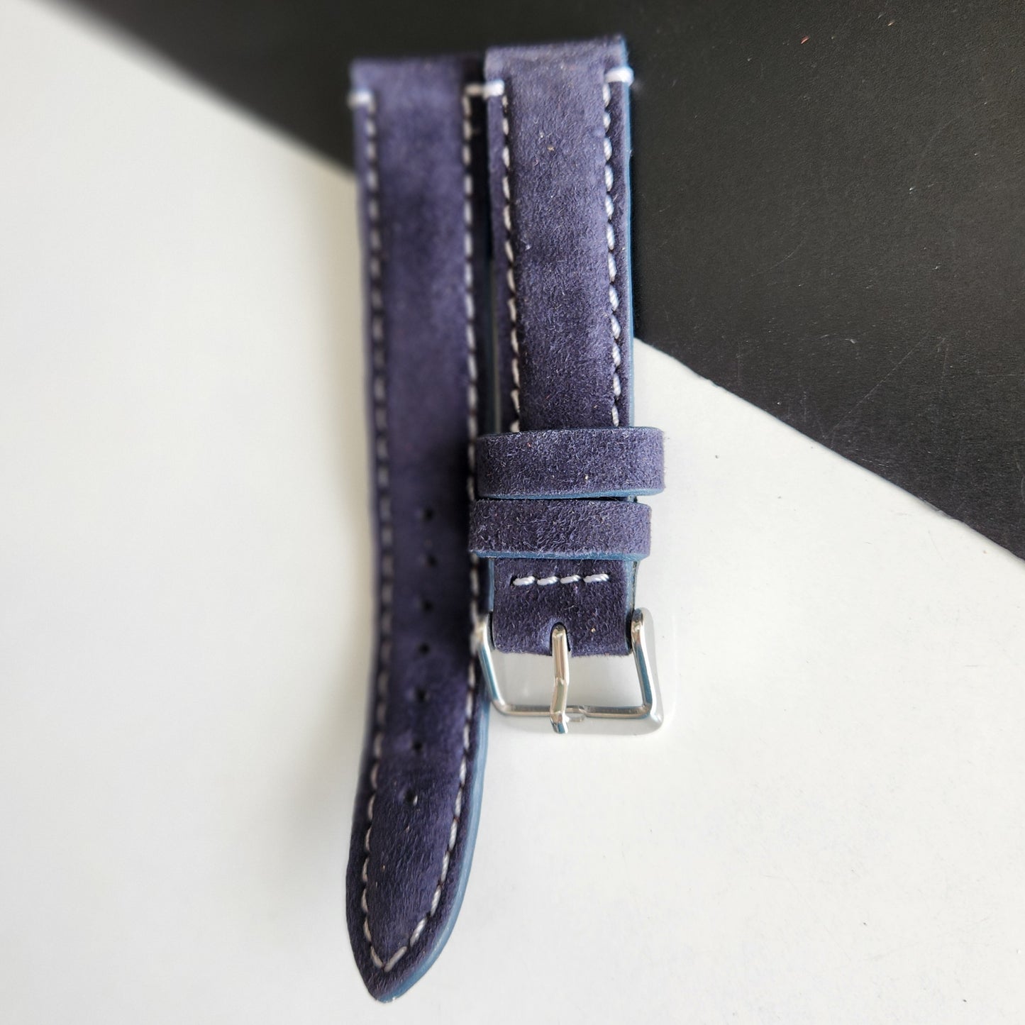 18MM Blue Suede Leather Strap for Automatic Mechanical Watches H28