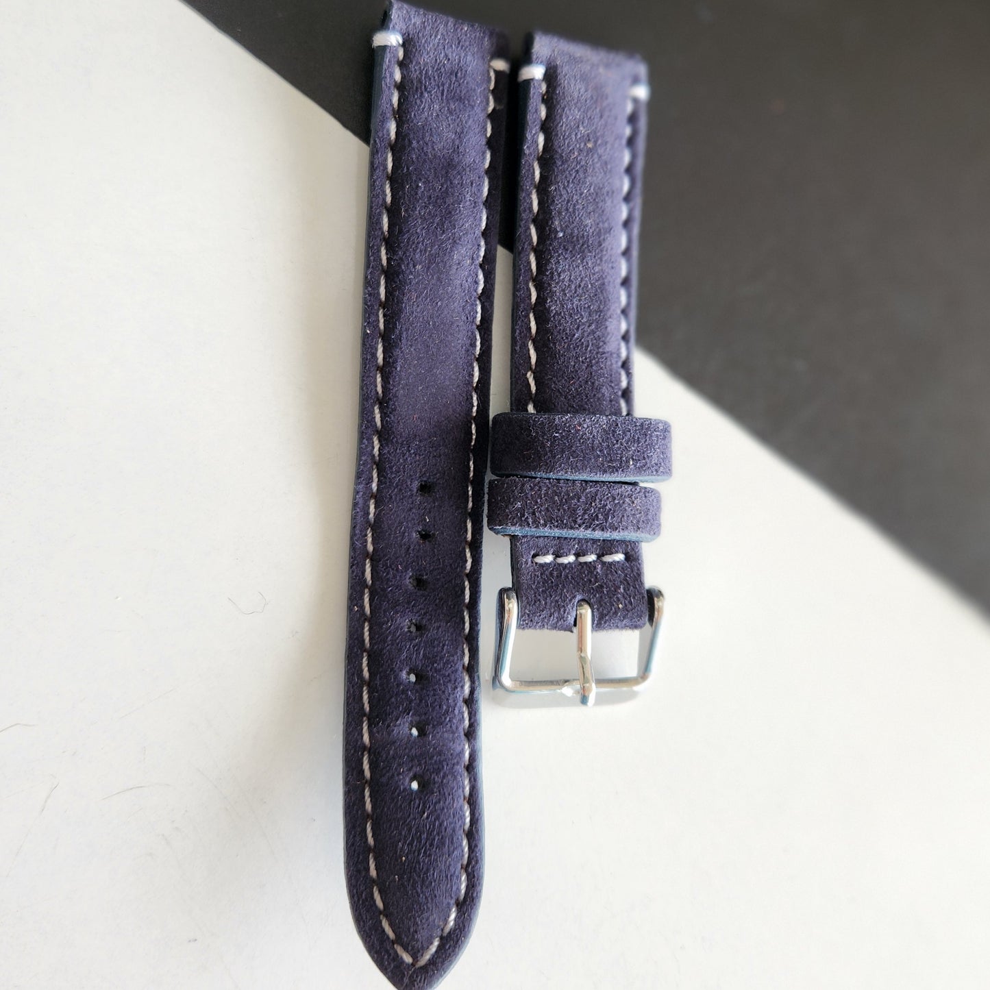 18MM Blue Suede Leather Strap for Automatic Mechanical Watches H28