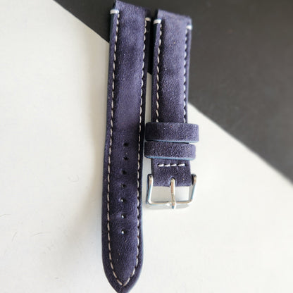 18MM Blue Suede Leather Strap for Automatic Mechanical Watches H28