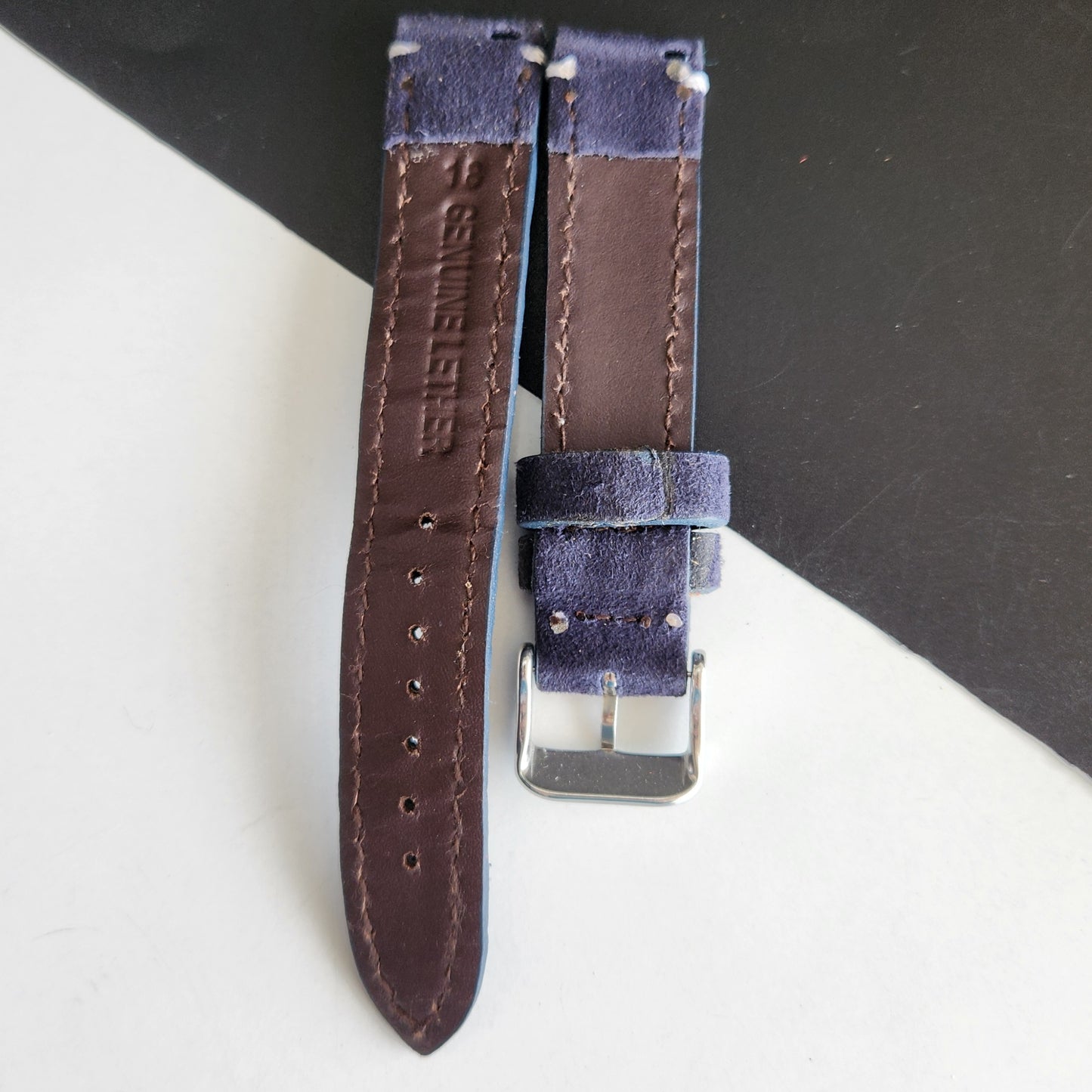 18MM Blue Suede Leather Strap for Automatic Mechanical Watches H28