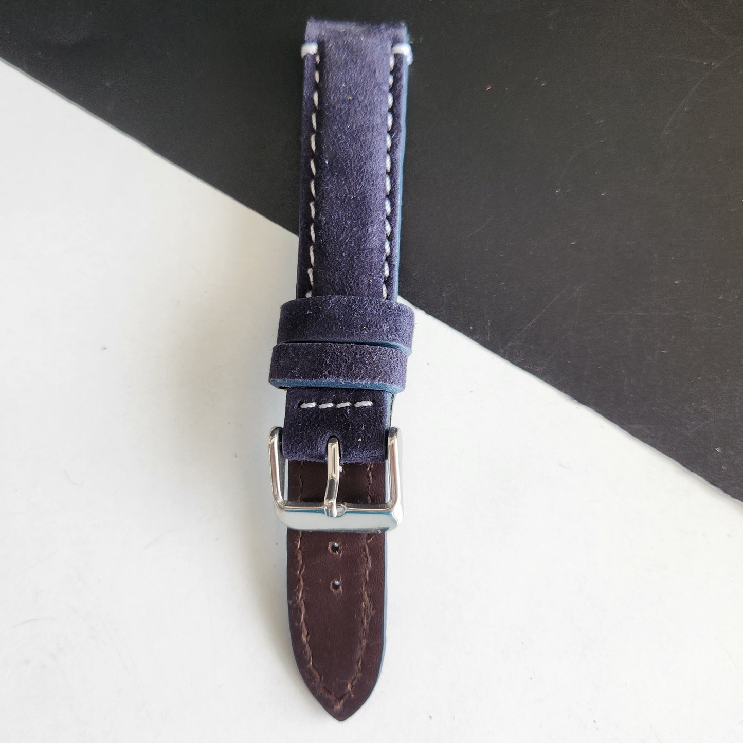 18MM Blue Suede Leather Strap for Automatic Mechanical Watches H28