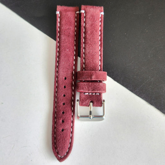 18MM Red Suede Leather Strap for Automatic Mechanical Watches H30