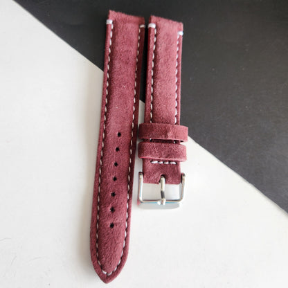 18MM Red Suede Leather Strap for Automatic Mechanical Watches H30