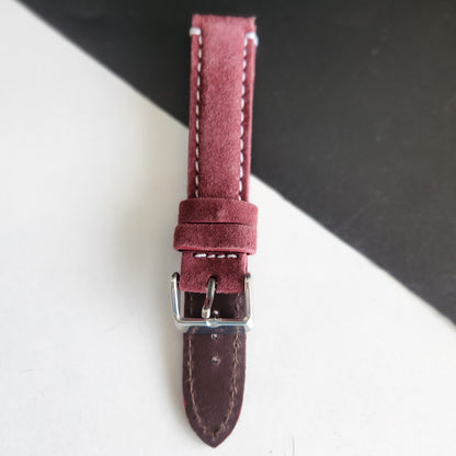 18MM Red Suede Leather Strap for Automatic Mechanical Watches H30
