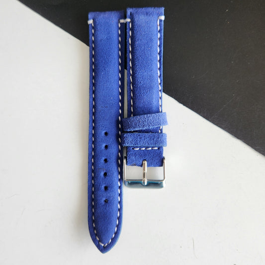 18MM Blue Suede Leather Strap for Automatic Mechanical Watches H31