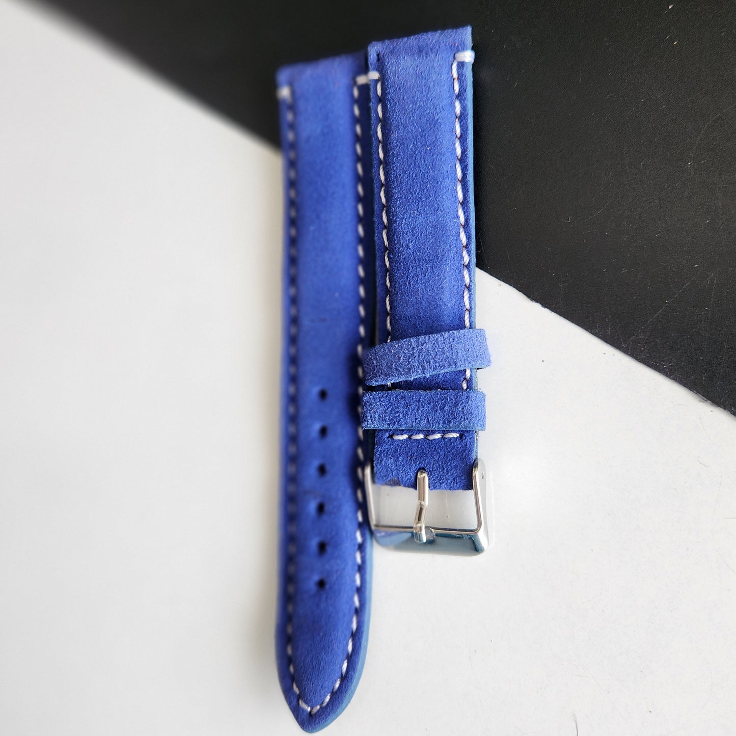 18MM Blue Suede Leather Strap for Automatic Mechanical Watches H31