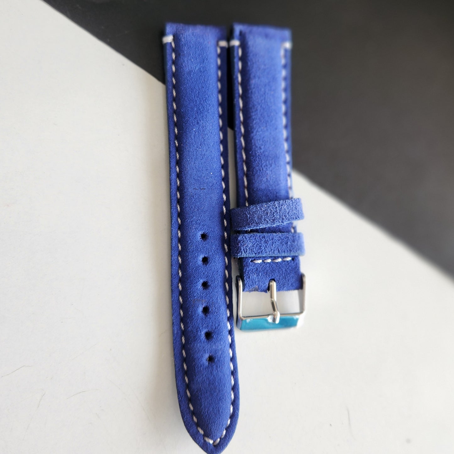 18MM Blue Suede Leather Strap for Automatic Mechanical Watches H31