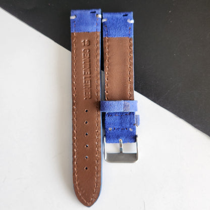 18MM Blue Suede Leather Strap for Automatic Mechanical Watches H31