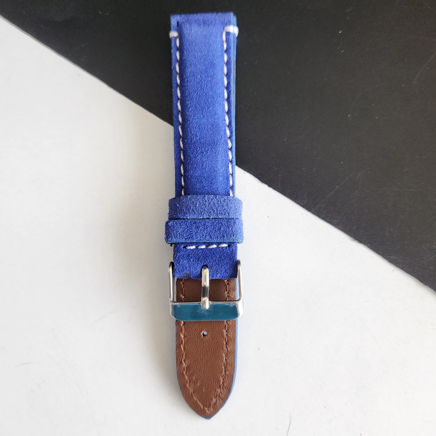 18MM Blue Suede Leather Strap for Automatic Mechanical Watches H31