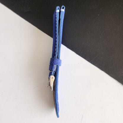18MM Blue Suede Leather Strap for Automatic Mechanical Watches H31