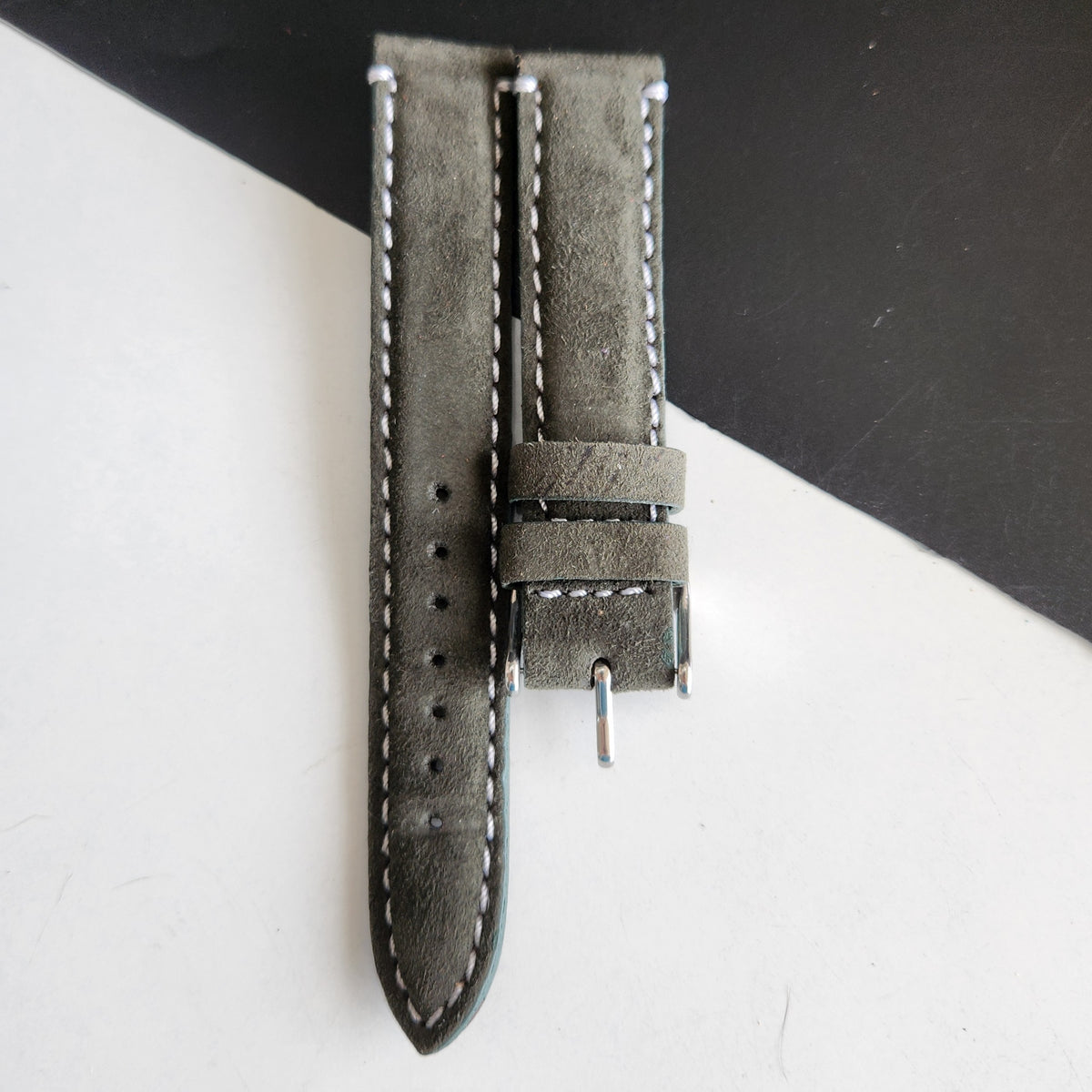 18MM Gray Suede Leather Strap for Automatic Mechanical Watches H32