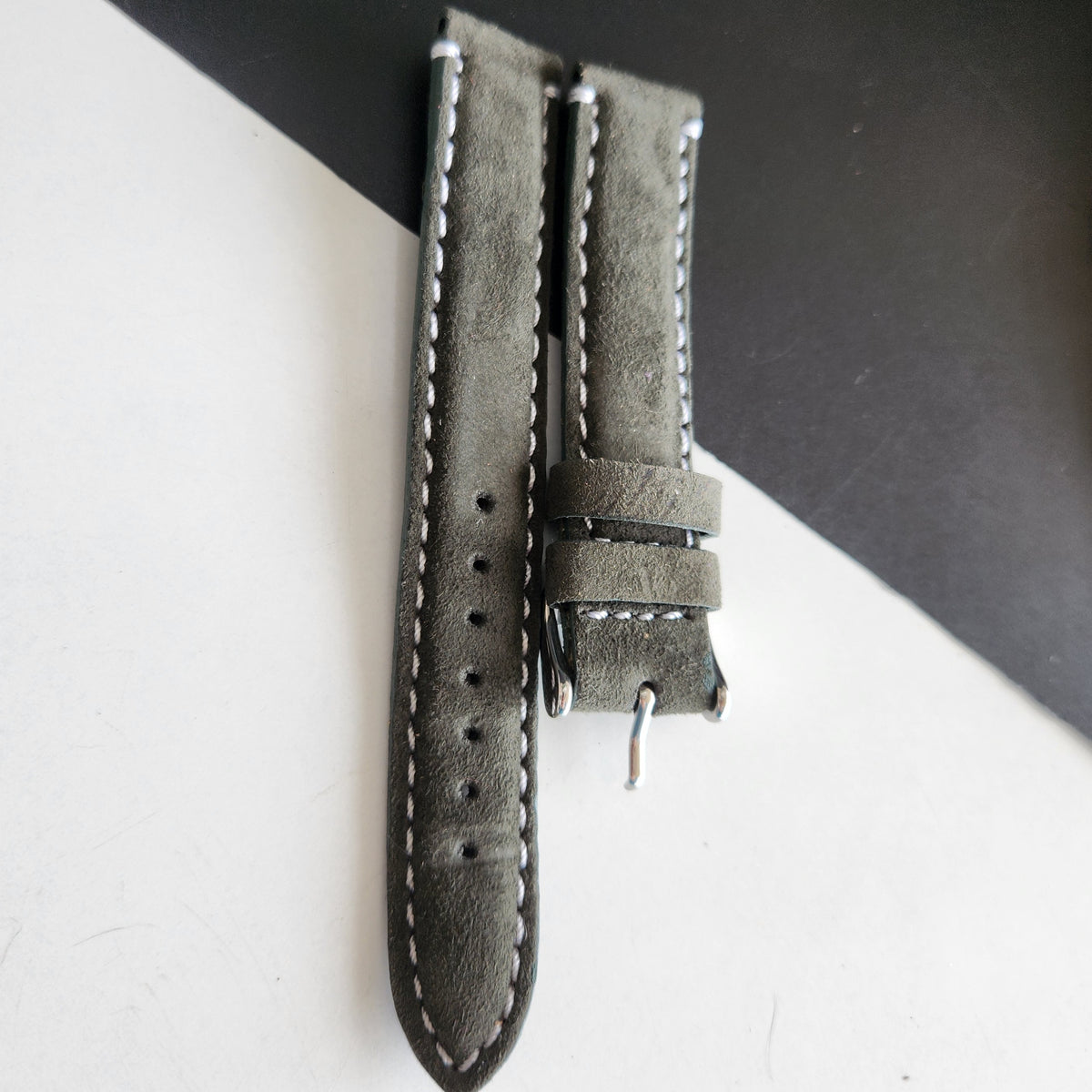 18MM Gray Suede Leather Strap for Automatic Mechanical Watches H32