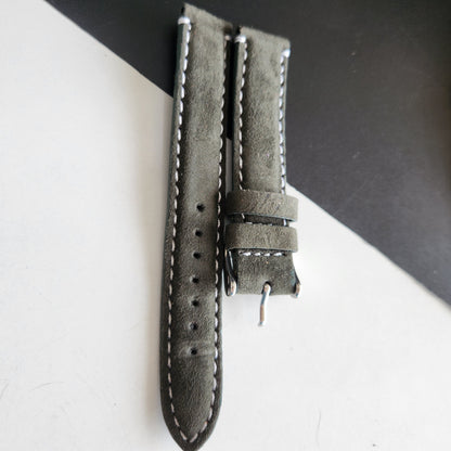 18MM Gray Suede Leather Strap for Automatic Mechanical Watches H32