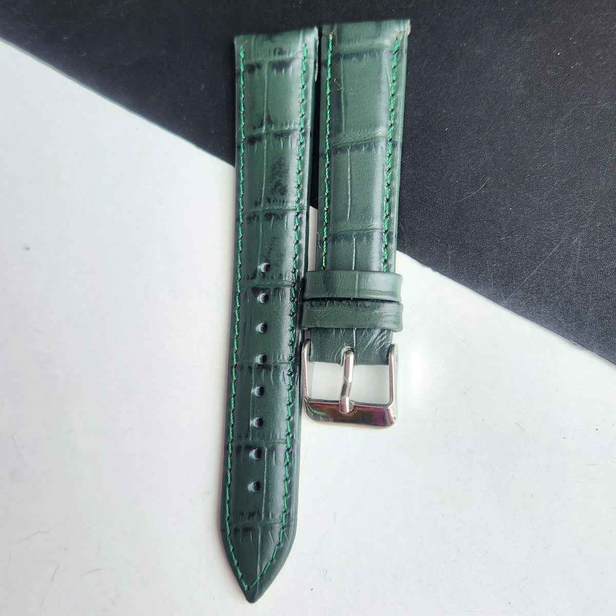 18MM Green Leather Croco Strap for Automatic Mechanical Watches H34