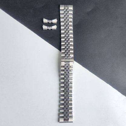 20MM Silver Jubilee C-Clamp Bracelet with Butterfly Lock For Automatic Mechanical Watches H44