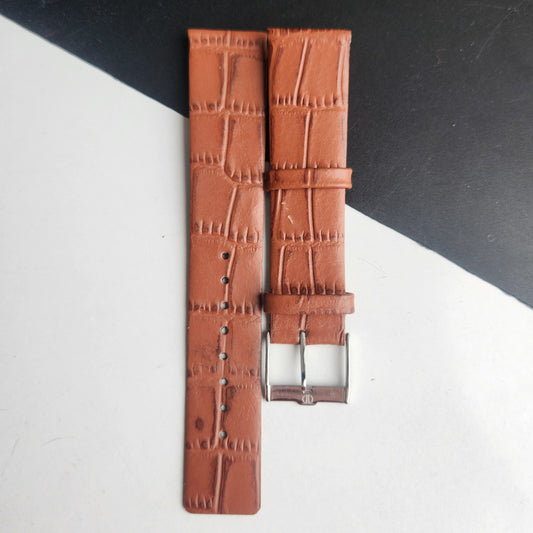 18MM Tan Croco Leather Slim Strap For TITAN EDGE Quartz Watches H53