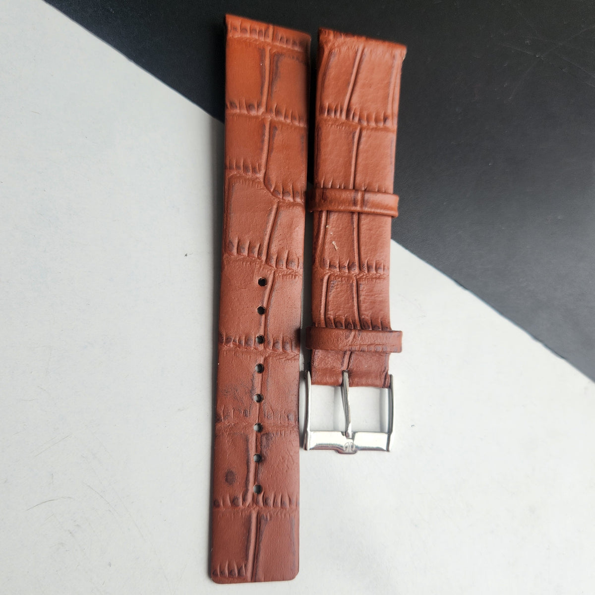 18MM Tan Croco Leather Slim Strap For TITAN EDGE Quartz Watches H53