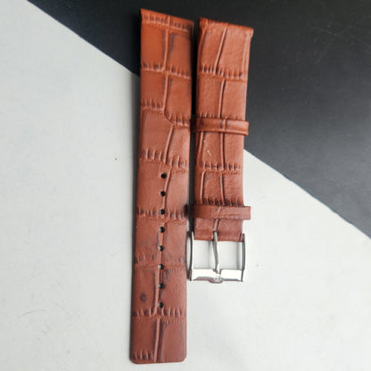 18MM Tan Croco Leather Slim Strap For TITAN EDGE Quartz Watches H53
