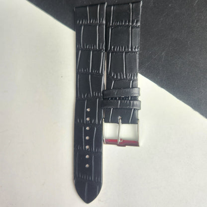 22MM Black Croco Leather Slim Strap for TITAN EDGE Quartz Watches H54