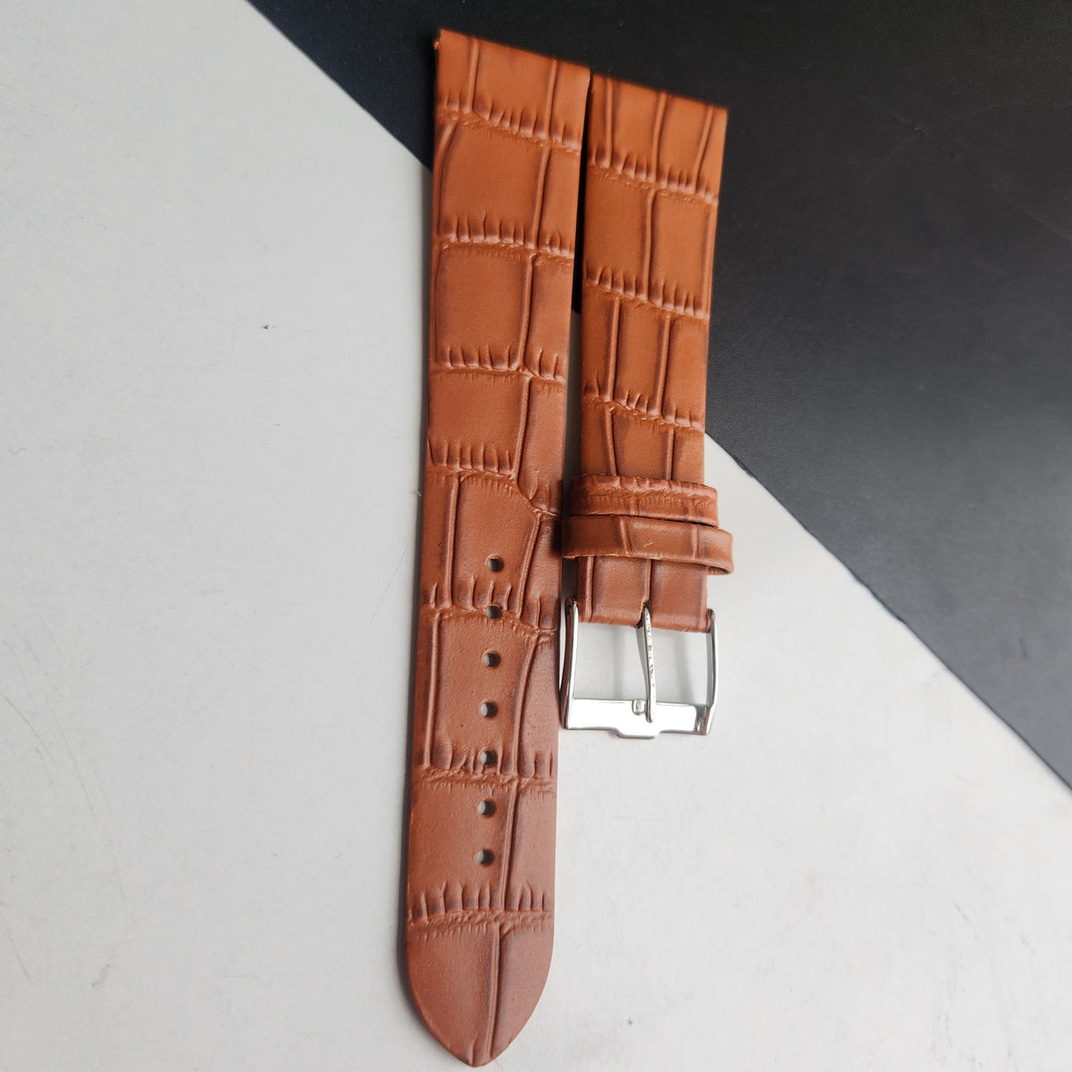 20MM Tan Croco Leather Slim Strap for TITAN EDGE Quartz Watches H55
