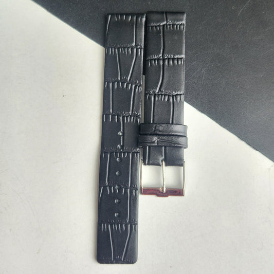 18MM Black Croco Leather Slim Strap for TITAN EDGE Quartz Watches H56
