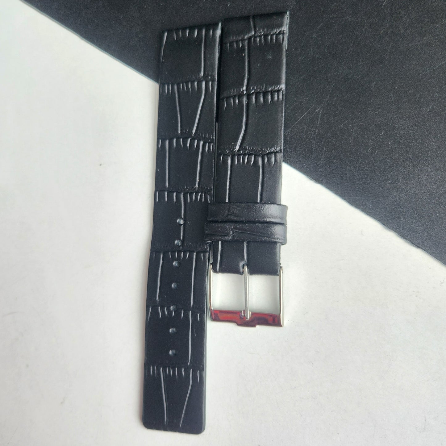 18MM Black Croco Leather Slim Strap for TITAN EDGE Quartz Watches H56