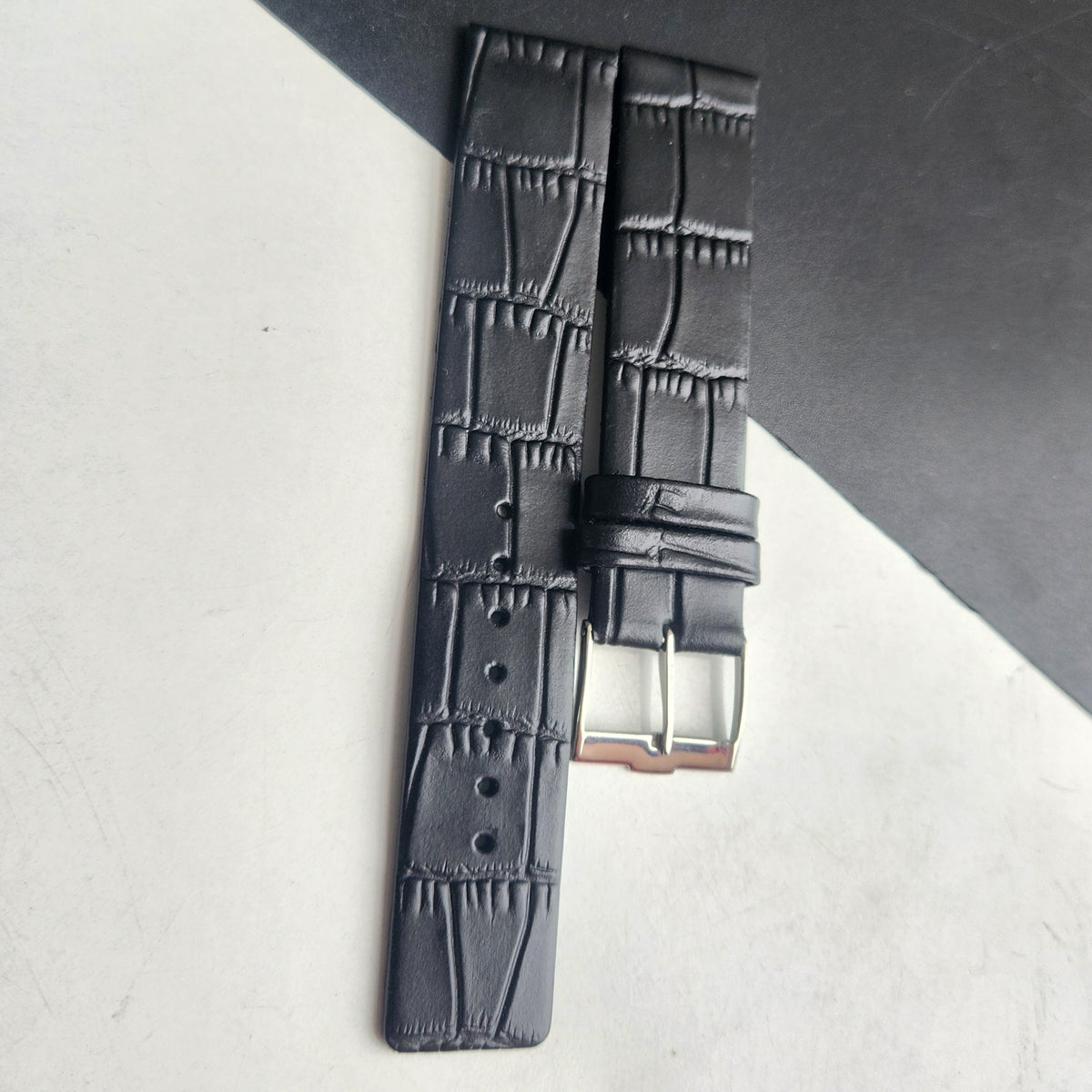 18MM Black Croco Leather Slim Strap for TITAN EDGE Quartz Watches H56