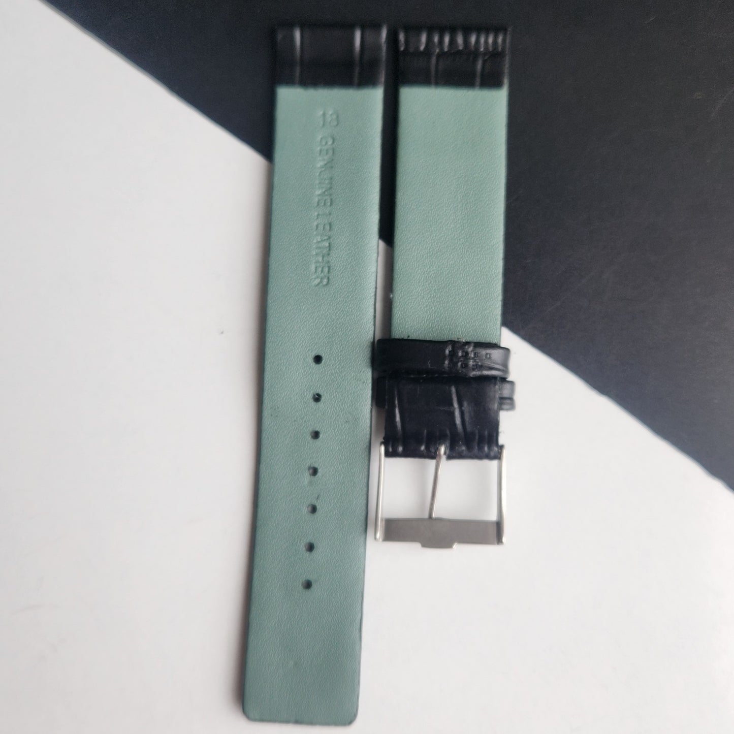 18MM Black Croco Leather Slim Strap for TITAN EDGE Quartz Watches H56