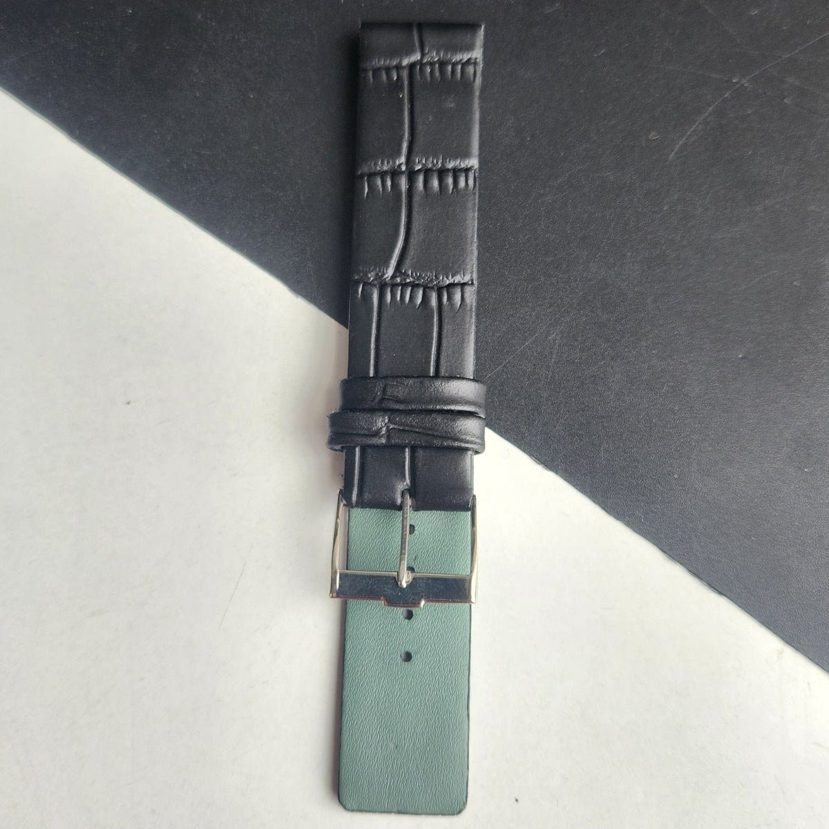18MM Black Croco Leather Slim Strap for TITAN EDGE Quartz Watches H56