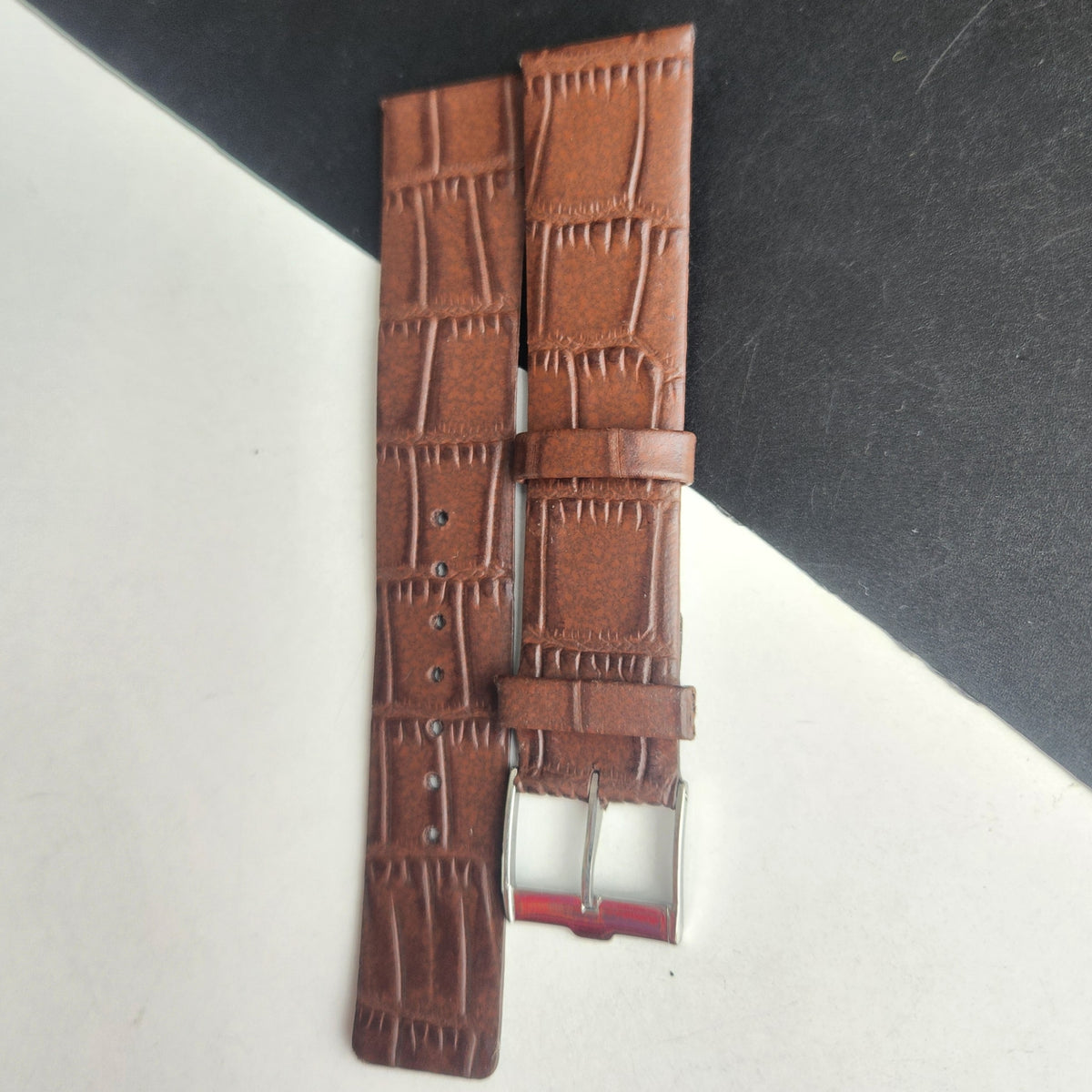 20MM Brown Croco Leather Slim Strap for TITAN EDGE Quartz Watches H57