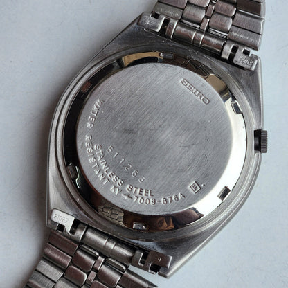 Vintage 1985 Original Seiko 5 Automatic 7009-876A Grey Face 17 Jewels Day-Date Japanese Men's Wrist Watch ET46