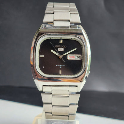 Vintage 1979 Original Seiko 5 Automatic 6309-612A Black Face 17 Jewels Day-Date Japanese Men's Wrist Watch ET47