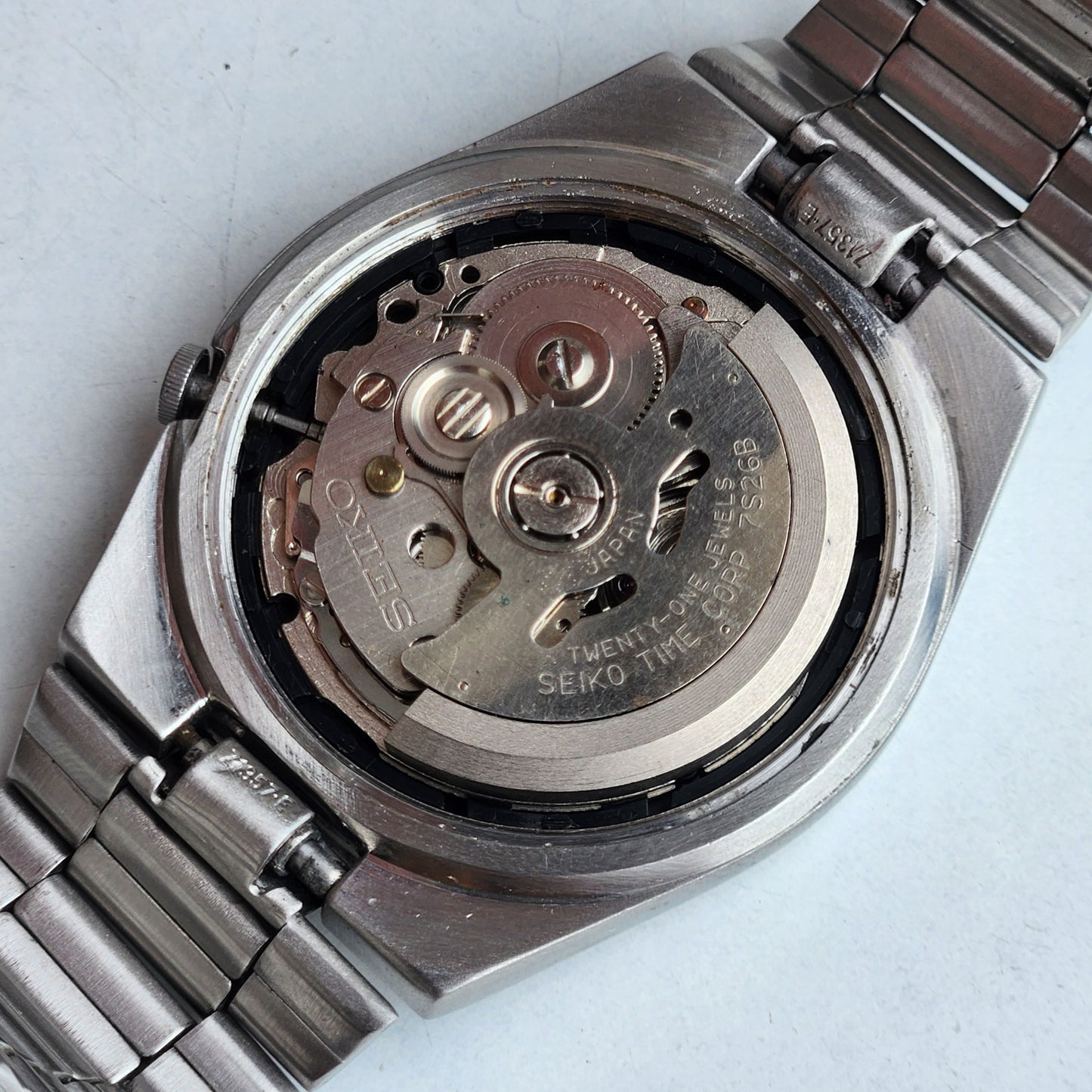 Vintage 1996 Original Seiko 5 Automatic 7S26-3160 Grey Face 21 Jewels Day-Date Japanese Men's Wrist Watch ET52