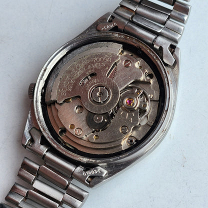 Vintage 1980 Original Seiko 5 Automatic 7009-6001 Black Face 17 Jewels Day-Date Japanese Men's Wrist Watch ET60
