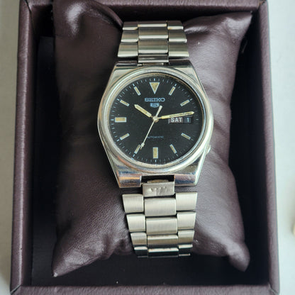Vintage 1978 Original Seiko 5 Automatic 6319-601A Black Face 21 Jewels Day-Date Japanese Men's Wrist Watch ET61