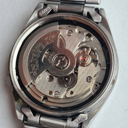 Vintage 1973 Original Seiko 5 Automatic 7019-6081 White Face 17 Jewels Day-Date Japanese Men's Wrist Watch ET75