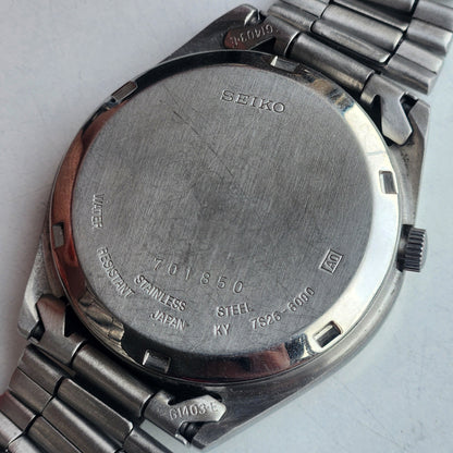 Vintage 1997 Original Seiko 5 Automatic 7S26-6000 Black Face 21 Jewels Day-Date Japanese Men's Wrist Watch ET85