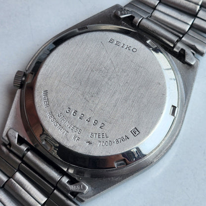 Vintage 1983 Original Seiko 5 Automatic 7009-876A Peach Face 17 Jewels Day-Date Japanese Men's Wrist Watch ET90