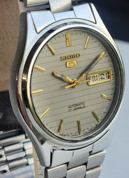 Vintage 1977 Original Seiko 5 Automatic 6309-8920 Grey Face 17 Jewels Day-Date Japanese Men's Wrist Watch ET112