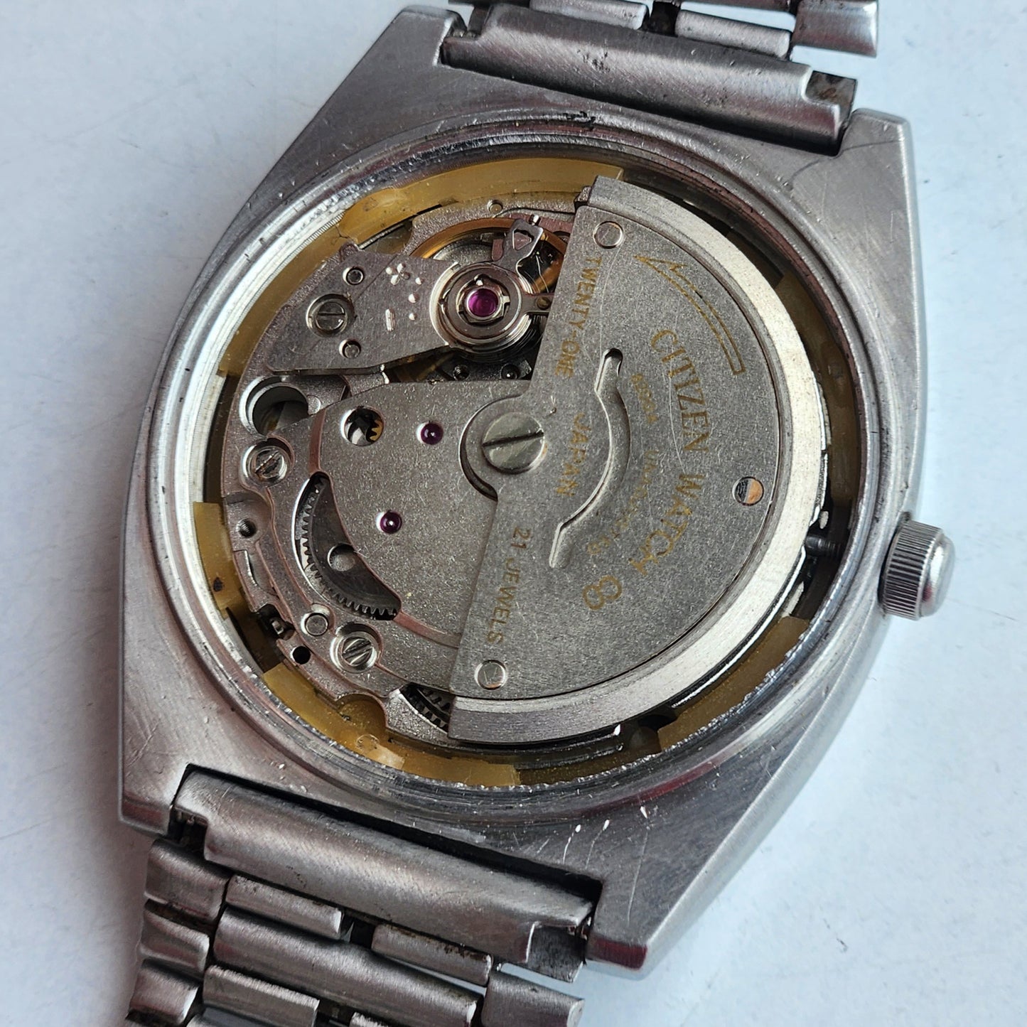 Vintage 1982 Original Citizen Automatic 8200 Blaue Face 21 Jewels Day-Date Japanese Men's Wrist Watch EG152