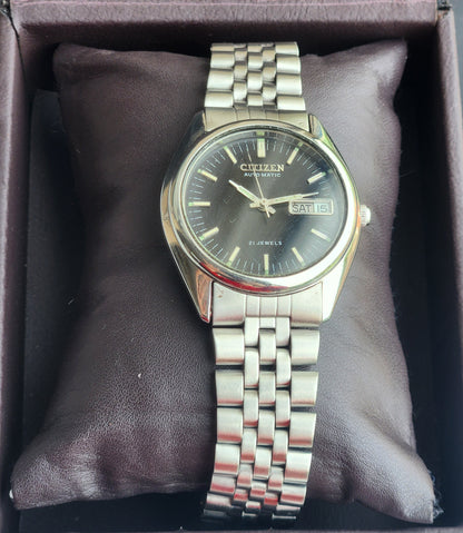 Vintage 1979 Original Citizen Automatic 8200 Black Face 21 Jewels Day-Date Japanese Men's Wrist Watch EG153